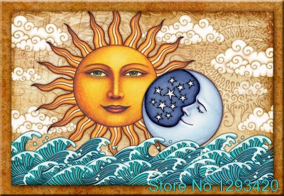 

Diamond Embroidery Cartoon Sun and Moon DIY 5D Diamond painting Cross stitch Needlework full Rhinestones home Decorations