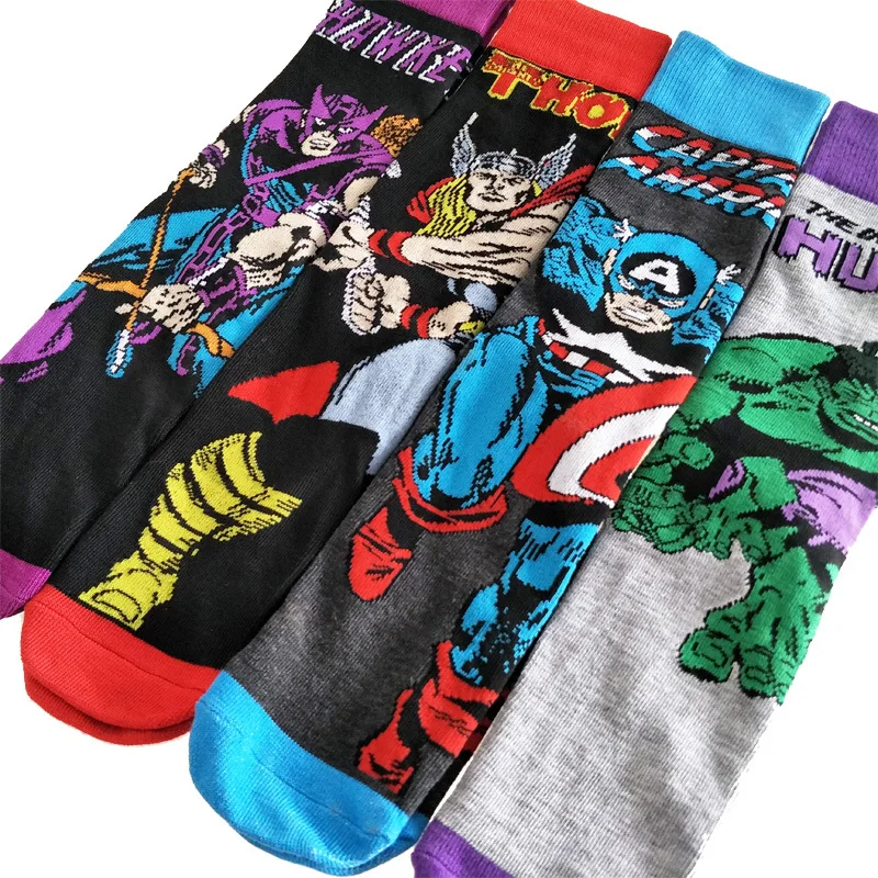 

Marvel Thor Hulk iron man socks captain America fun personalized men spring autumn comfort sweat absorbent colorful cotton sock