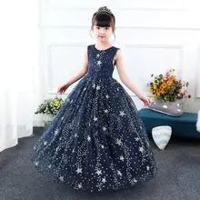 Новинка; праздничное платье принцессы с блестками для девочек; платье на день рождения девочки; платье с цветочным узором; Королевское голубое кружево; платья на свадьбу; крестины