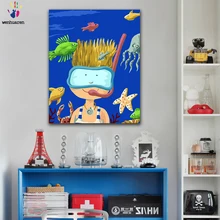 DIY цветные картинки по номерам с цветами подводный мир маленького мальчика картина рисования по номерам в рамке дома