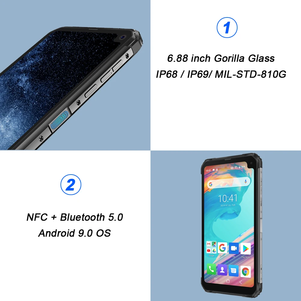 Смартфон Blackview BV6100 защищенный 6 88 дюйма 3 + 16 ГБ Android 9 0 IP68 5580 мАч|Смартфоны| |