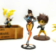 Amor obrigado você ow relógio tracer acrílico suporte figura modelo placa titular bolo topper anime sobre adorável heróis sexy jogos