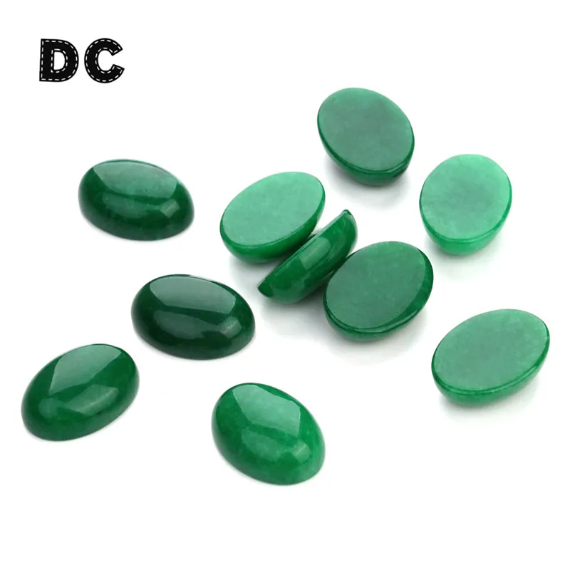 10pcs 천연 석재 타원형 플랫 백 10x14/13x18/18x25mm 녹색 옥 공작석 검은 마노 사암 카보 숑 DIY 쥬얼리 만들기위한