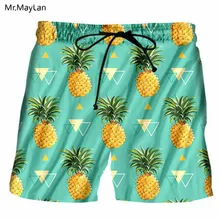 Хипстер с 3D принтом фруктов ананасы мужские пляжные шорты Летние Гавайские шорты для плавания морские пляжные шорты модные хип-хоп плавки для мальчиков 6XL