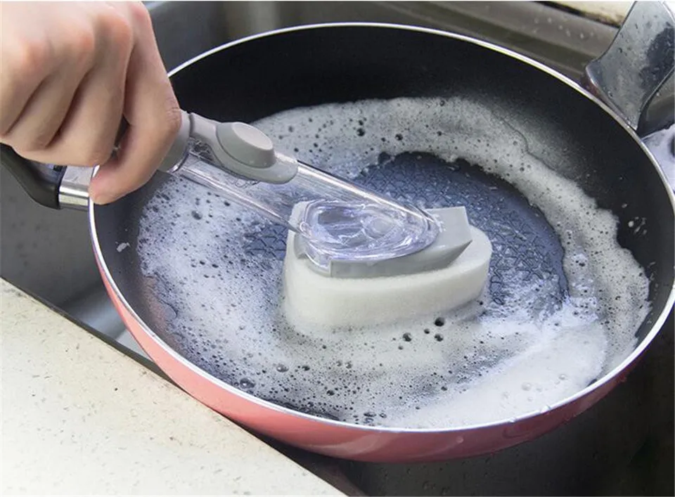Кухонная Чистящая щетка Скраб для мытья посуды чаша с заправкой жидкого мыла Сменная Губка кухонный горшок очиститель моющий инструмент
