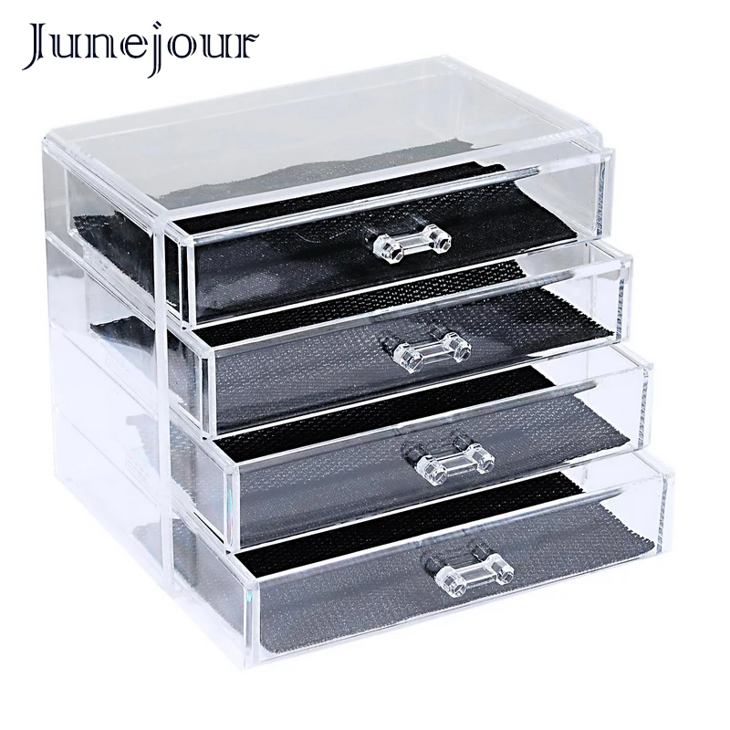 Junejour New 4layer Clear Acrylic Makeup Storage Drawer Case Nail