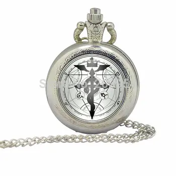 

New 35mm Steel movie Fullmetal Alchemist Magic Pocket Watches 12pcs/lot Victorian Necklace Unisex pendant handmade jewelry men