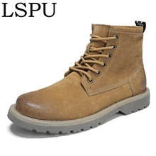 Горячая Распродажа, мужские зимние ботинки на шнуровке, теплые плюшевые мужские Ботинки martin, ботильоны, винтажные модные мотоциклетные ботинки, мужские размеры 38-44
