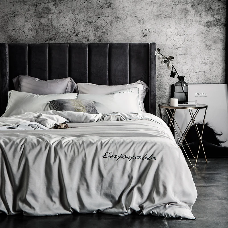 New Modern Style Bedding Set 3 4 Pcs Gray Green Blue Optional Solid Color Duvet Quilt Cover Luxury Bed Line Set Twin Queen King Bedding Sets Aliexpress
