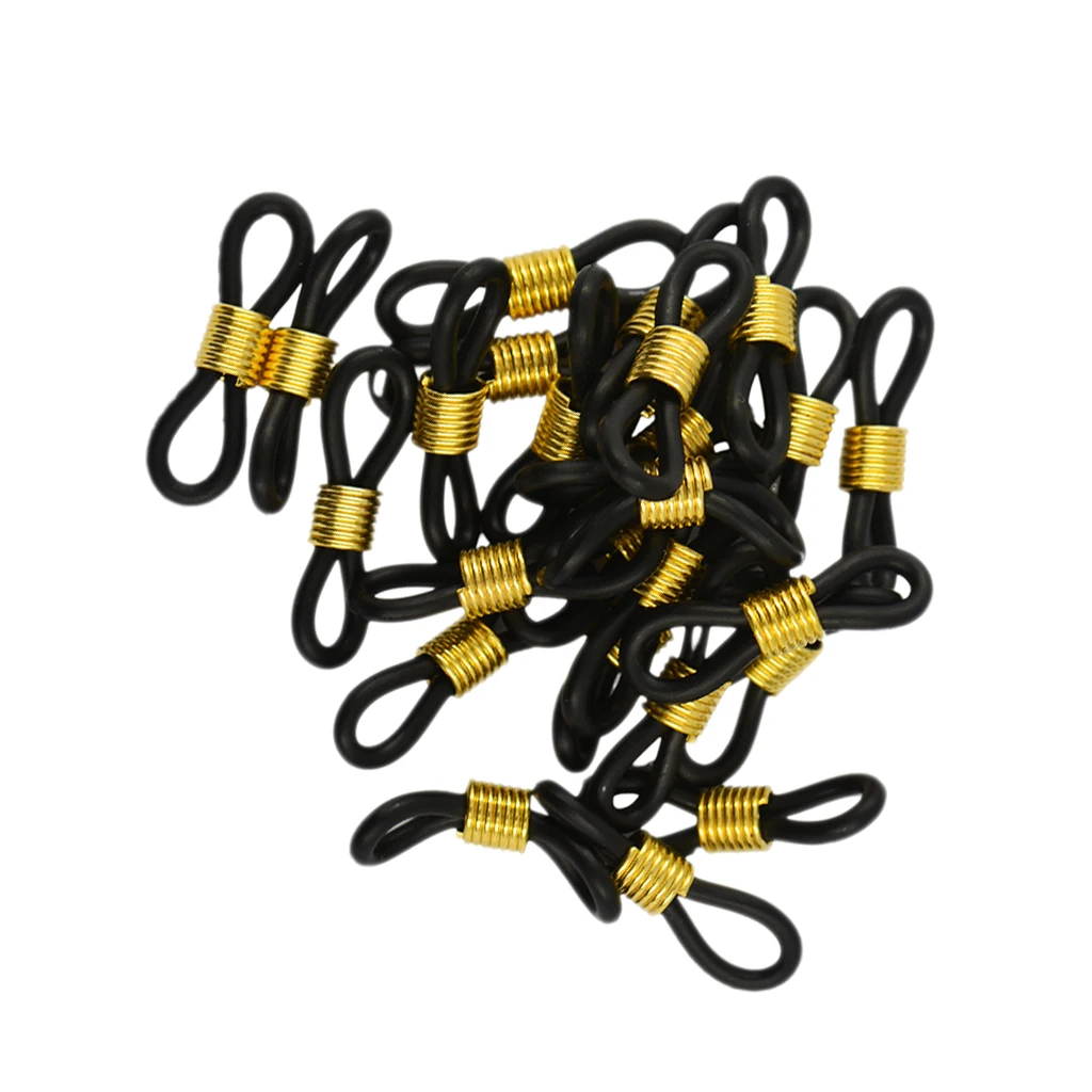 

25pcs Black Rubber Eyeglass Glasses Spectacles Holder Chain Cord Holder Loop Ends 20mm