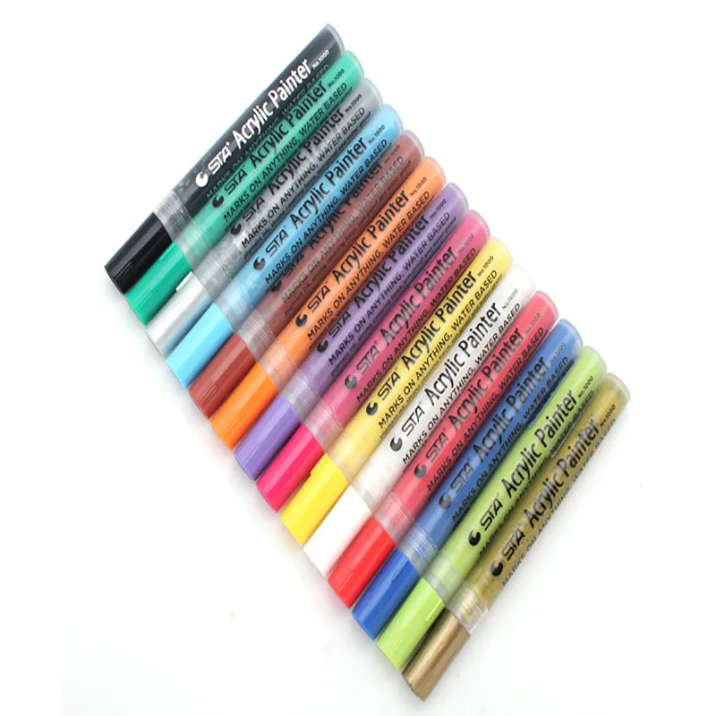 STA 14 Colors Acrylic Paint Pen Propylene Art Markers Painting Decorative DIY Graffiti Marker