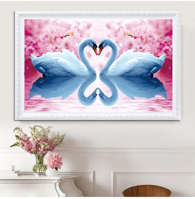 

5D DIY Diamond embroidery Swan Animal Round Diamond painting Cross stitch crystal Wall Painting wedding decoration