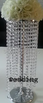 

wedding table flower stand centerpiece with hangging crystal strands