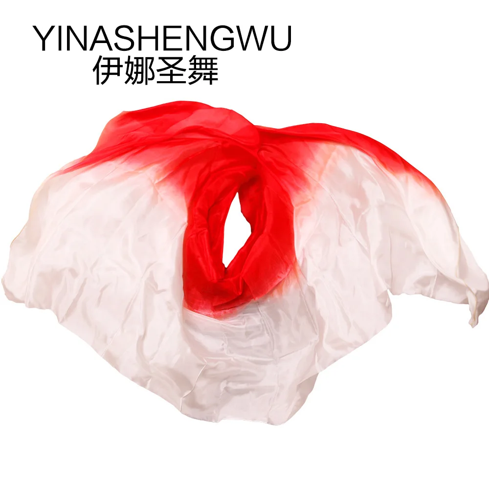 New Pure Silk Belly Dance Veils Belly Dance Scarf Silk Veils Practice Stage Performance white+red New Pure Silk Belly Dance Veils Belly Dance Scarf Silk Veils Practice Stage Performance white+red