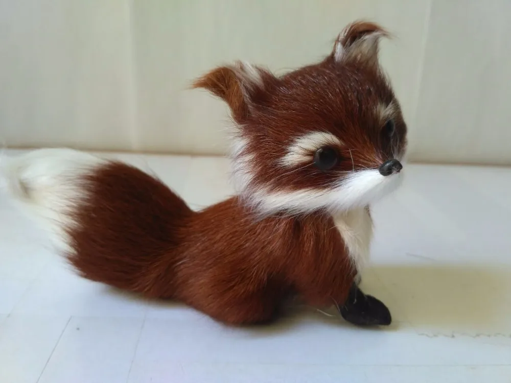 about 13x5x9cm simulation fox plastic&ampfurs dark brown squatting model handicraft prop home decoration gift d2107 | Дом и сад