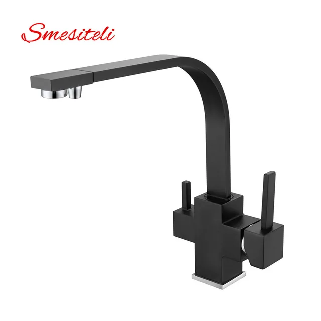 Best Quality Direct Wholesale New Osmosis Solid Brass Swivel Square Style Sink Mixer Drinking Water Kitchen Faucet 3 Way Water Filter Tap