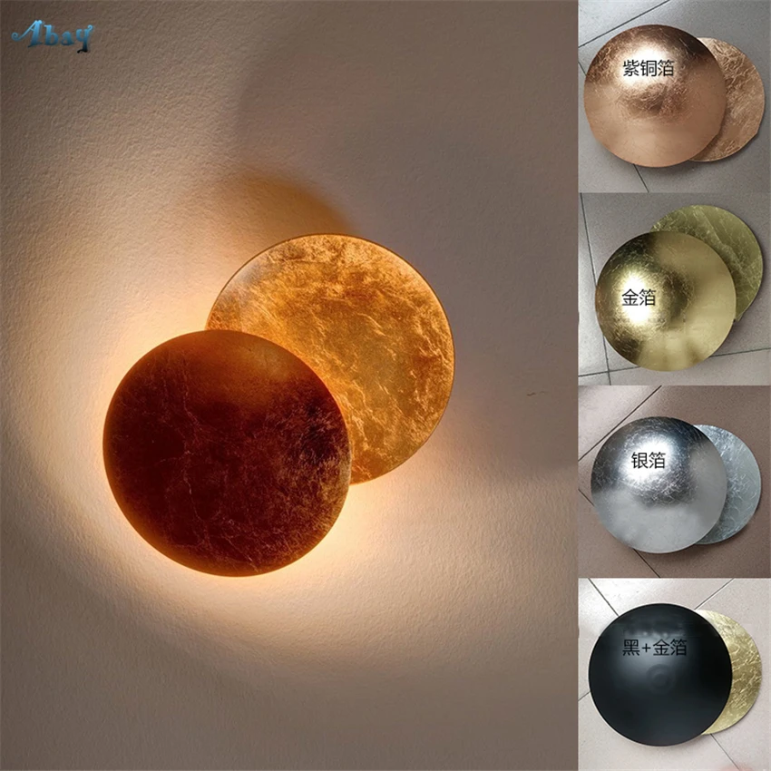 

Italian Design Eclipse Wall Lamps Bedroom Living Room Wall Sconce Lights Handmade Gold Foil Modern Home Deco Aisle Fixtures