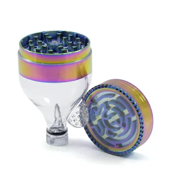 

3Part 63mm Rainbow Color Metal Multi-function Funnel Grinder Tobacco Herb Spice Crusher Cracker Muller with Cone Roller Maker