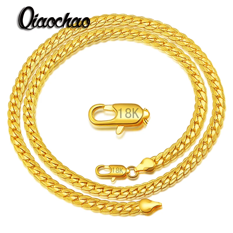 18K Real Gold Plated Necklace With "18K" Stamp Men Jewelry Wholesale