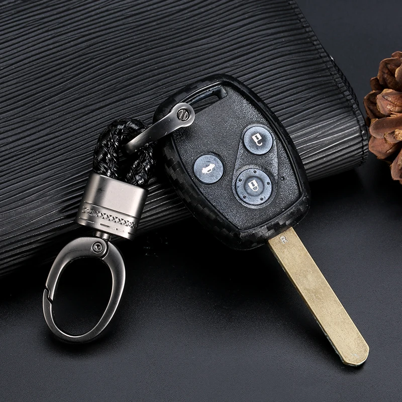 

Carbon fiber texture Silicone car key case for Honda cr-v fit accord civic JAZZ pilot 2 3 buttons remote control starline