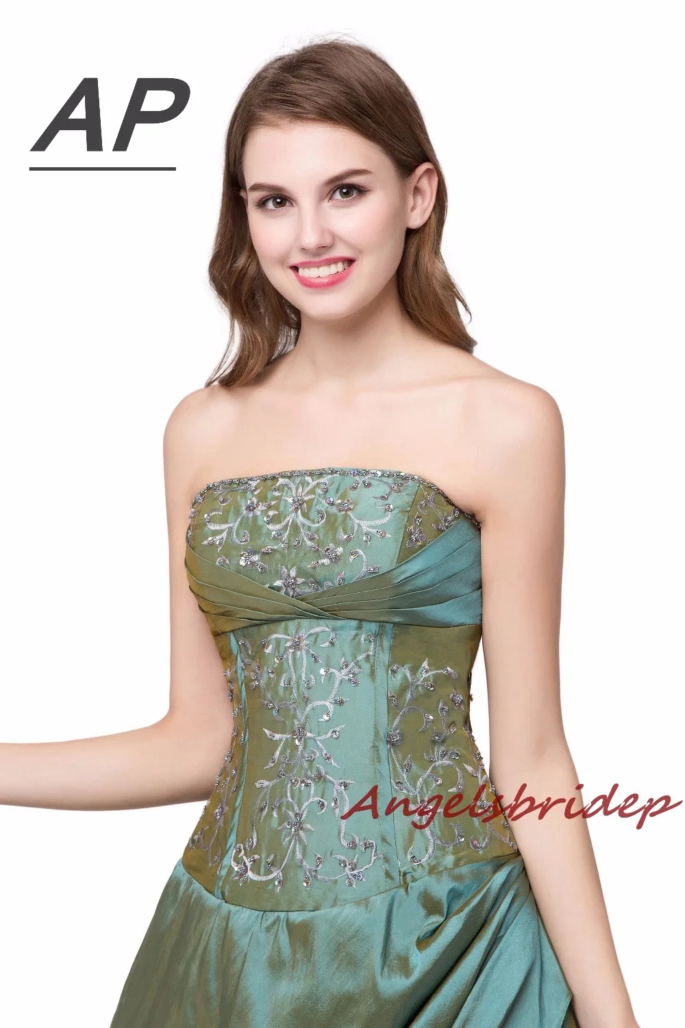 ANGELSBRIDEP Vestidos De Quinceanera платья зеленые официальные вышивки милые 16 вечерние женское