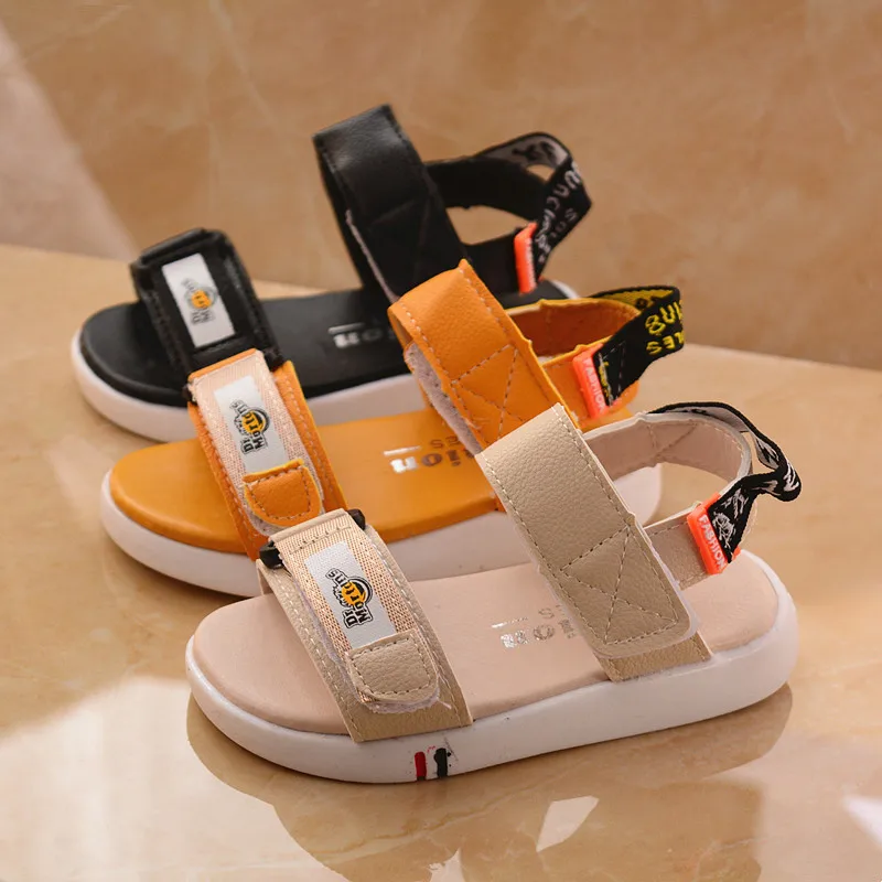 

AFDSWG summer kids Yellow leather girl sandals beige childrens leather sandals, boy sandals kids,kids fashion sandals