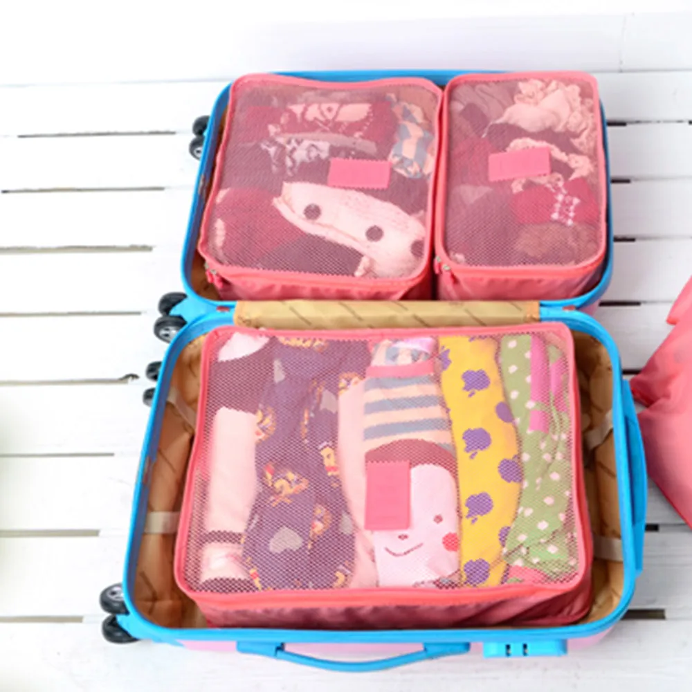 

6 Pieces/Lot Large Foldable Mesh Storage Bags Home Organizer Clothing Storage Box Cosmetics Bra Drawer Organizers Travel Case