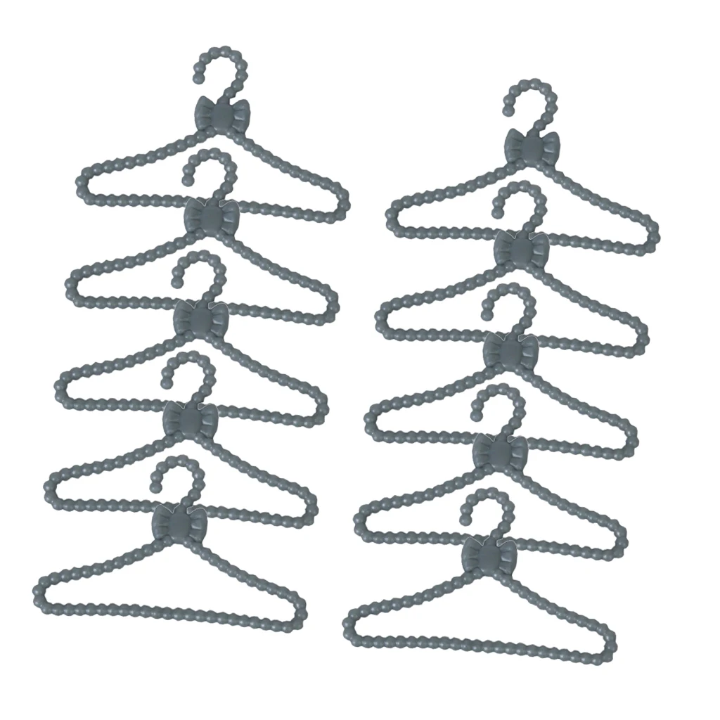 Doll Cute Plastic Clothes Hanger Rack Coat Hanging Dollhouse Wardrobe accessory FOR  size dolls Pack of 12 Pcs