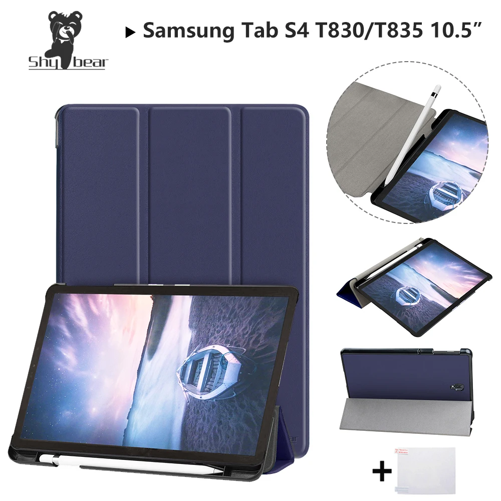 

Shy Bear Case For Samsung Galaxy Tab S4 2018 10.5 T830 T835 SM-T835 Samsung S4 tab Pen-slot Protective Stand Cover Case+gift