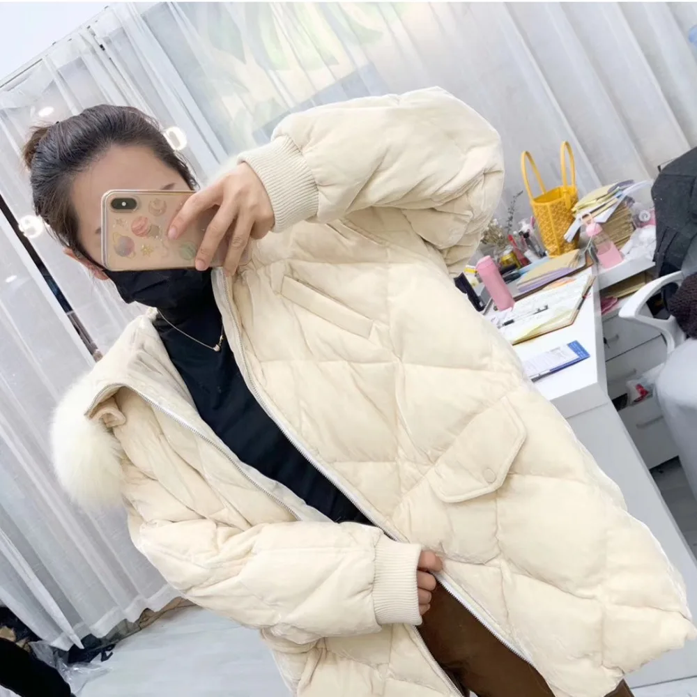 Maternity Outerwear Pleuche Jackets Faux Fur Collar Loose Hooded Fashion Extra Thick Down Coat for Pregnant Women Pregnancy Coat