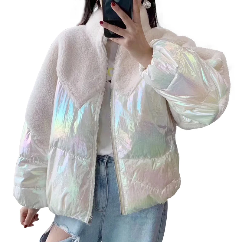 

Duck Down Coat 2019 Real Fur Coat Winter Jacket Women Natural Sheep Fur Streetwear Warm Short Style Down Feather Coats