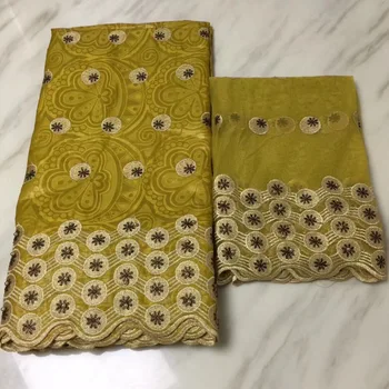 

High Quality 5Yards Bazin Riche Getzner 2018 New Design African Bazin Riche Getzner Fabric+2Yards Mesh Tulle Lace With Beads