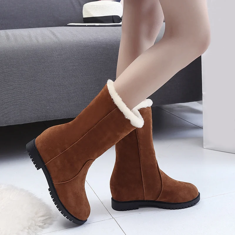 

Women Flat Warm Plush Winter Ankle Snow Boots New 2018 Ladies Suede Two Ways Comfort Shoes Female Flock Fashion Footwear