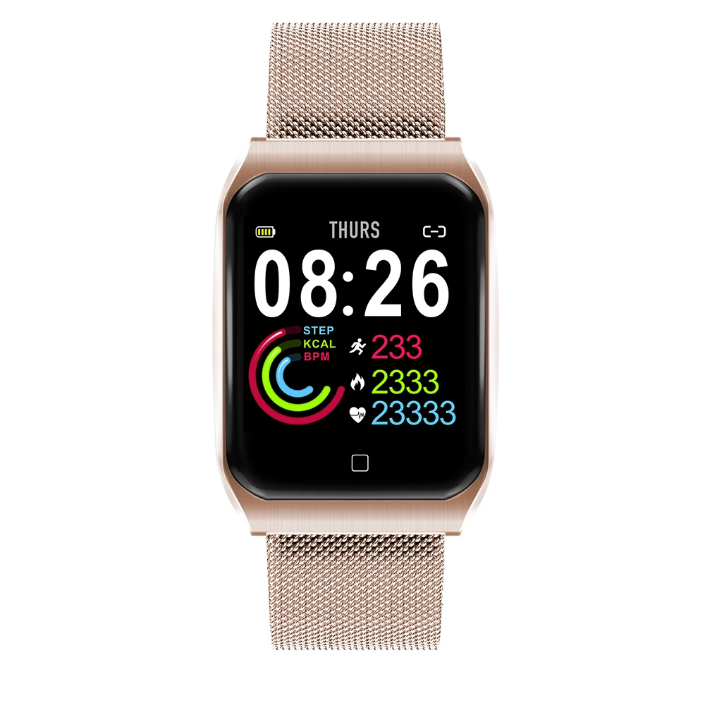 

Smart Watch IP68 Waterproof Alloy Case Wristband Smartwatch Strap Heart Rate Blood Pressure Monitor for Women Men Bracelet