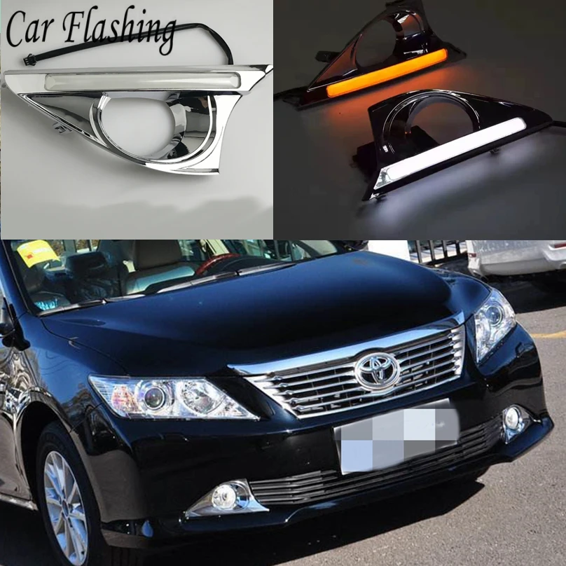 Car Flashing 1 Pair DRL For Toyota Camry 2012 2013 2014 Daytime Running