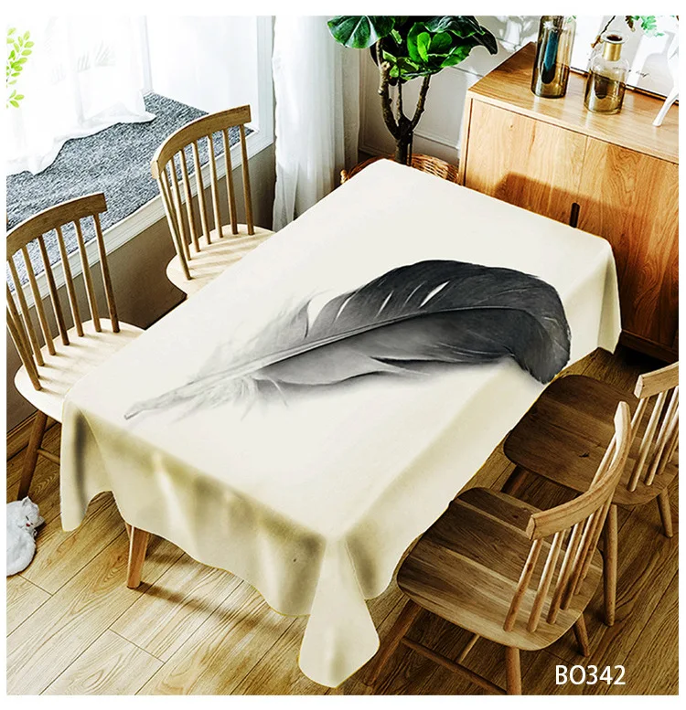  Multi Size Bird Peacock Feathers Flower Table Cloth Waterproof Oilproof Rectangle Wedding Home Dinn