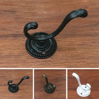 

5pcs Retro Double-Head Wall Door Antique Hooks Hangers Clothes Coat Hat Bags Key Kitchen Bathroom Reusable Decoration