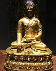 7 "Старый Тибет Буддизм Бронзовый Gold Шакьямуни Шакьямуни Будда Амитабха Статуя