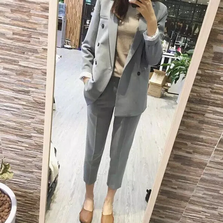 2 piece set women Suit female spring new style fashion solid color temperament office ladies OL professional uniform suit 2 piece set women Suit female spring new style fashion solid color temperament office ladies OL professional uniform suit