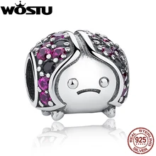 100% 925 sparkling ladybug charm fit pandora original pulsera collar de la joyería auténtica mujeres regalo al por mayor