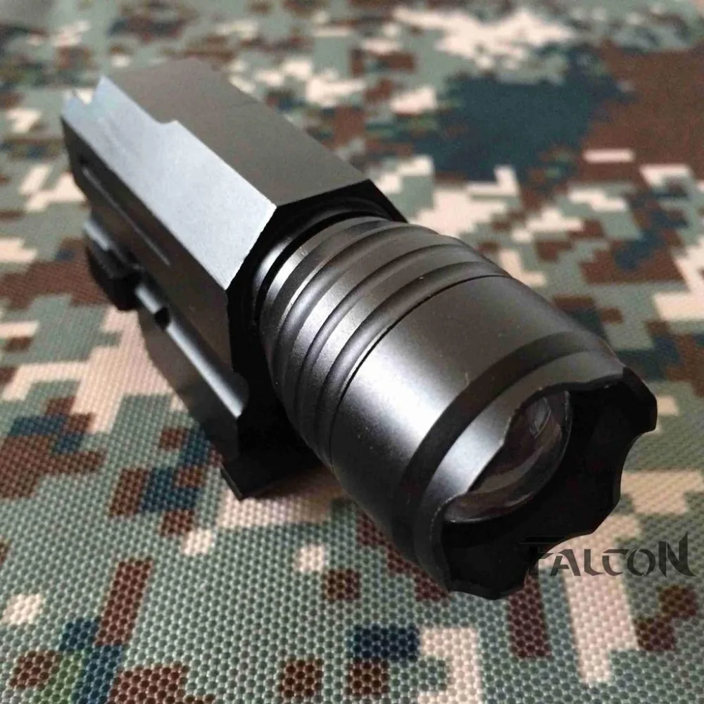 Free Shipping LED Gun Flashlight Torch Flash Light with Quick Release Weaver Mount for Pistols Airsoft