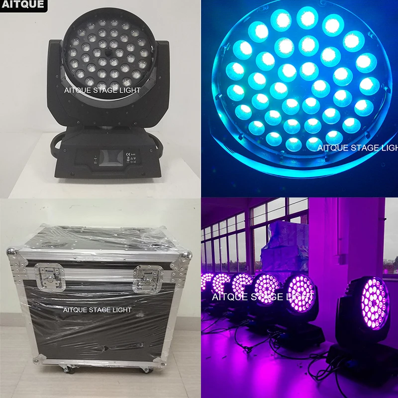 (12 штук + чехол) Dj контроллер moving head wash 36x10 Вт zoom rgbw 4в1 led light flight CASE|Эффект освещения