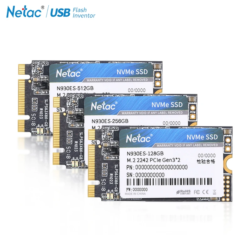 Netac N930ES M.2 2242 SSD 128 ГБ 256 512 NVMe Gen3* 2 PCIe 3D MLC/TLC NAND флэш-накопитель Внутренний твердотельный накопитель для ПК компьютер