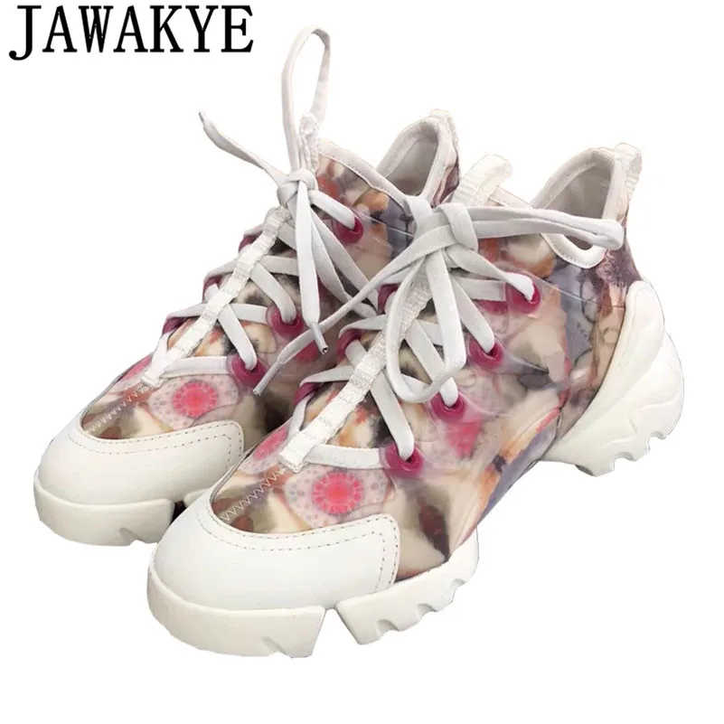 

Hot sale colorful daddy shoes woman round toe genuine leather flat shoes fashion lace up platform sneakers casual shoes female