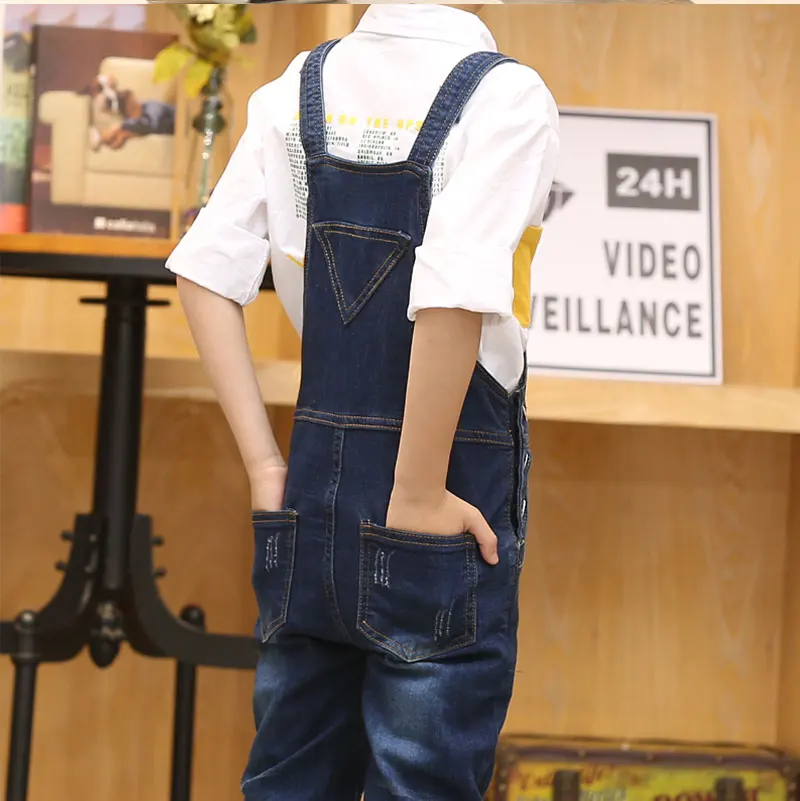Goedkoop 2019 Jongen Overall Kids Denim Jumpsuit Kinderen Overalls Jeans Lente Meisjes Herfst Jongens Jeans Broek Cowboy Zakken Outwears 2 15T
