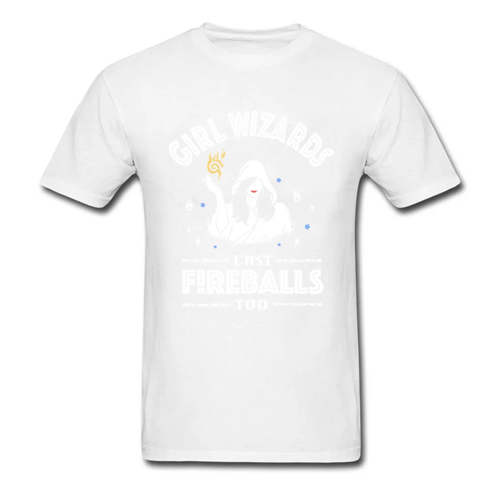Girl Wizards cast Fireballs too Father Day Pure Cotton O Neck Tops Shirt Short Sleeve 3D Printed Tee-Shirts Graphic T Shirt Girl Wizards cast Fireballs too white