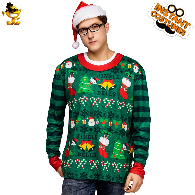 

Adult Men's Christmas Sweater 3 D Printing T-shirt Suit Cosplay Fake Sweater Shirt Costume `merry Party Costume