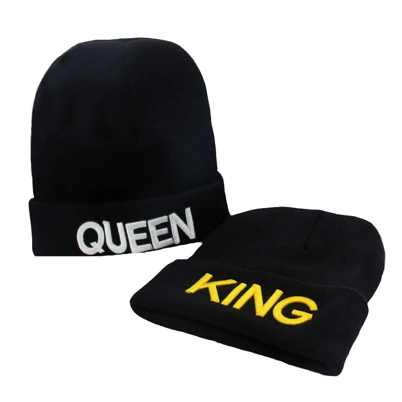 Облегающая шапка с надписью King Queen для мужчин и женщин вязаные облегающие шапочки
