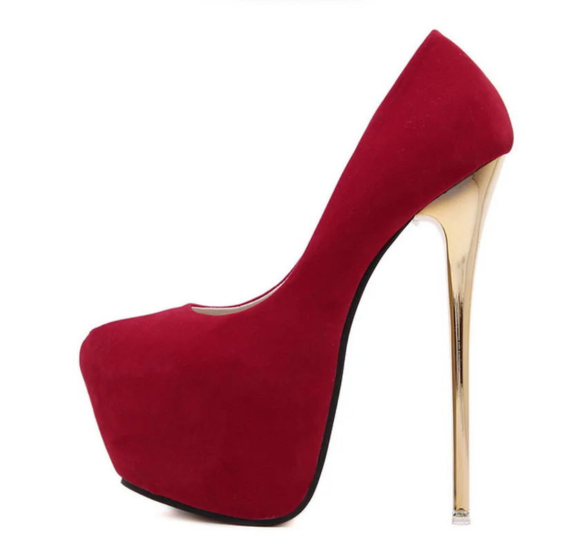 

new women's high heel 16CM shoes waterproof platform sexy single shoes suede shallow mouth female banquet shoes High heel 16cm