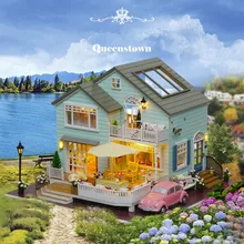 Cute Families House DIY New Dolls House New Zealand Queen Town Luxury Villas Toys for Girls Kids Toys Juguetes Brinquedos sylvanian families house diy french coffee trip handmade house wooden toy crafts for children toys for girls juguetes brinquedos